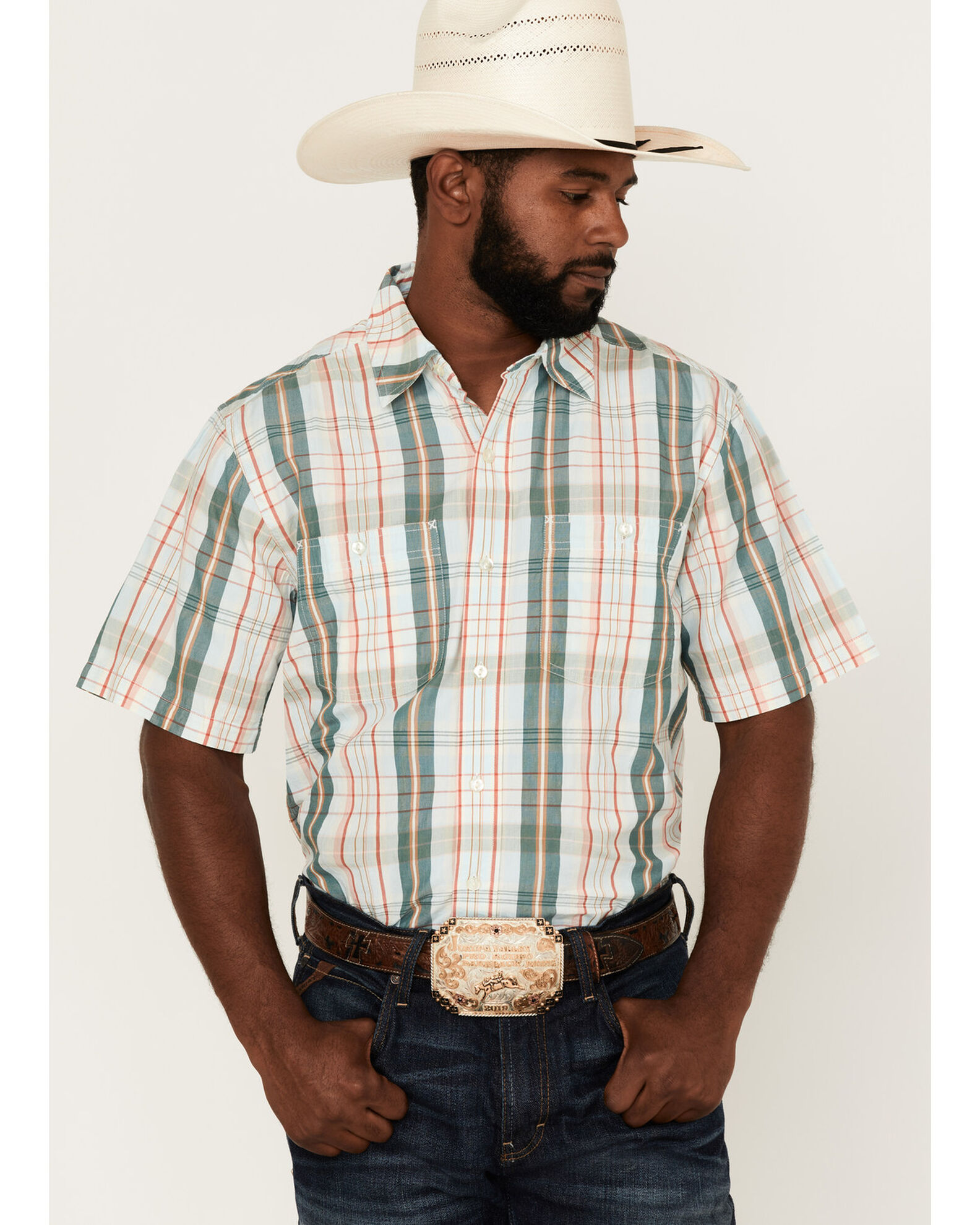 Resistol Men s Pierson Large Plaid Short Sleeve Button Down