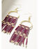 Image #2 - Ink + Alloy Women's Striped Fringe Seed Beaded Earrings, Purple, hi-res