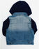 Image #5 - Urban Republic Toddler Boys' Medium Wash Denim Vest Layered Hooded Jacket, , hi-res