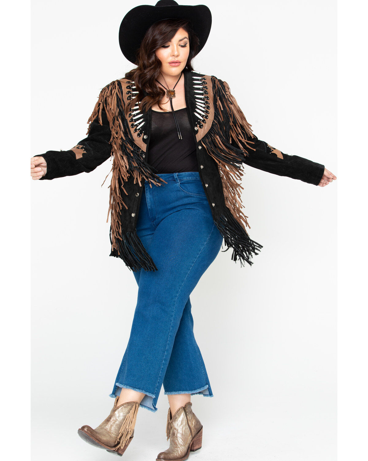 Image #6 - Liberty Wear Black Fringe Leather Jacket - Plus, , hi-res
