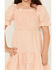 Image #3 - Hayden LA Girls' Gingham Print Puff Sleeve Mini Dress, Peach, hi-res