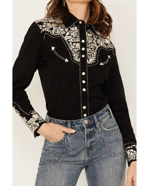 Image #3 - Scully Women's Silver Western Embroidered Shirt , Silver, hi-res