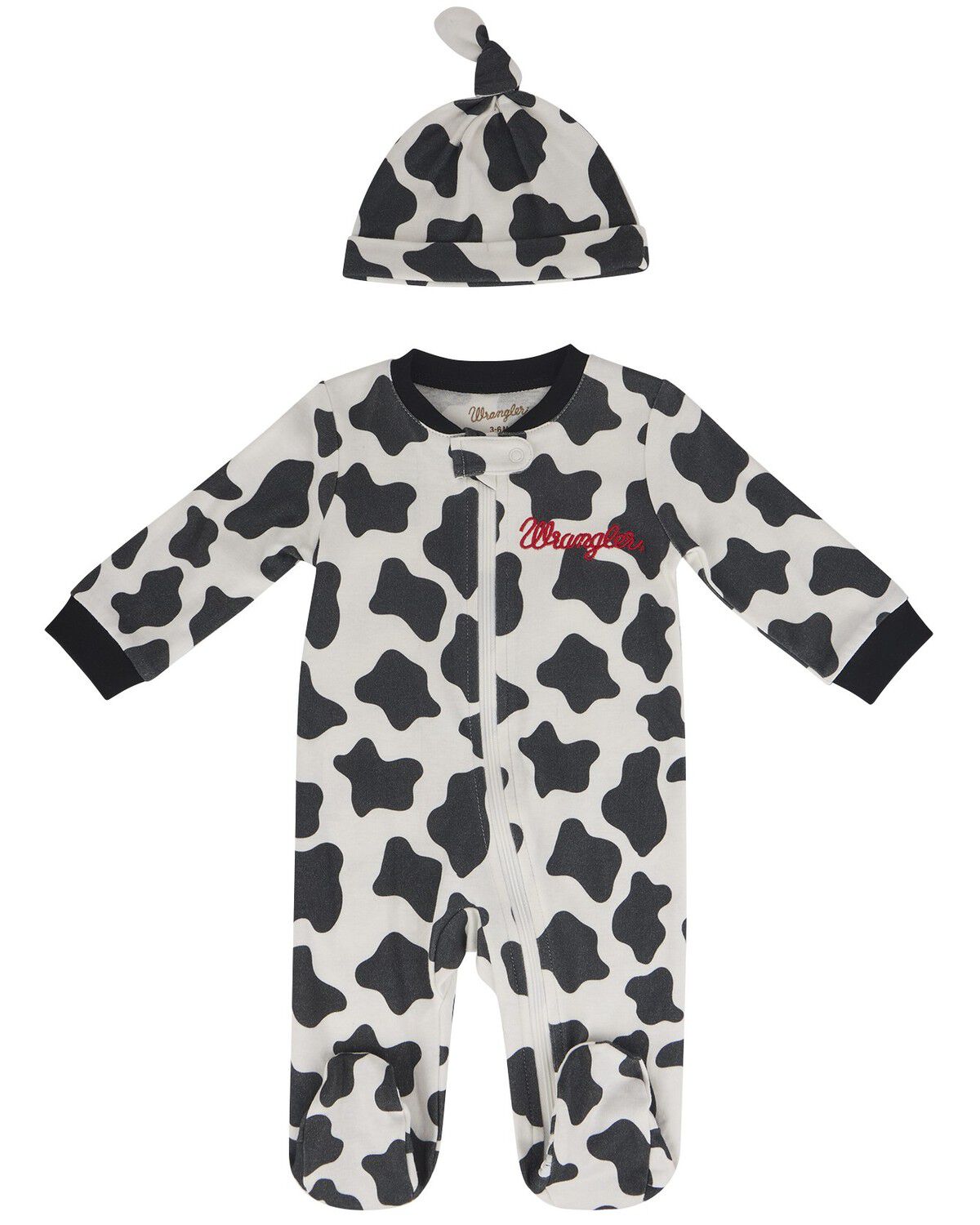 Image #1 - Wrangler Infant Boys' Cow Print Onesie Set - 2 Piece, Black/white, hi-res