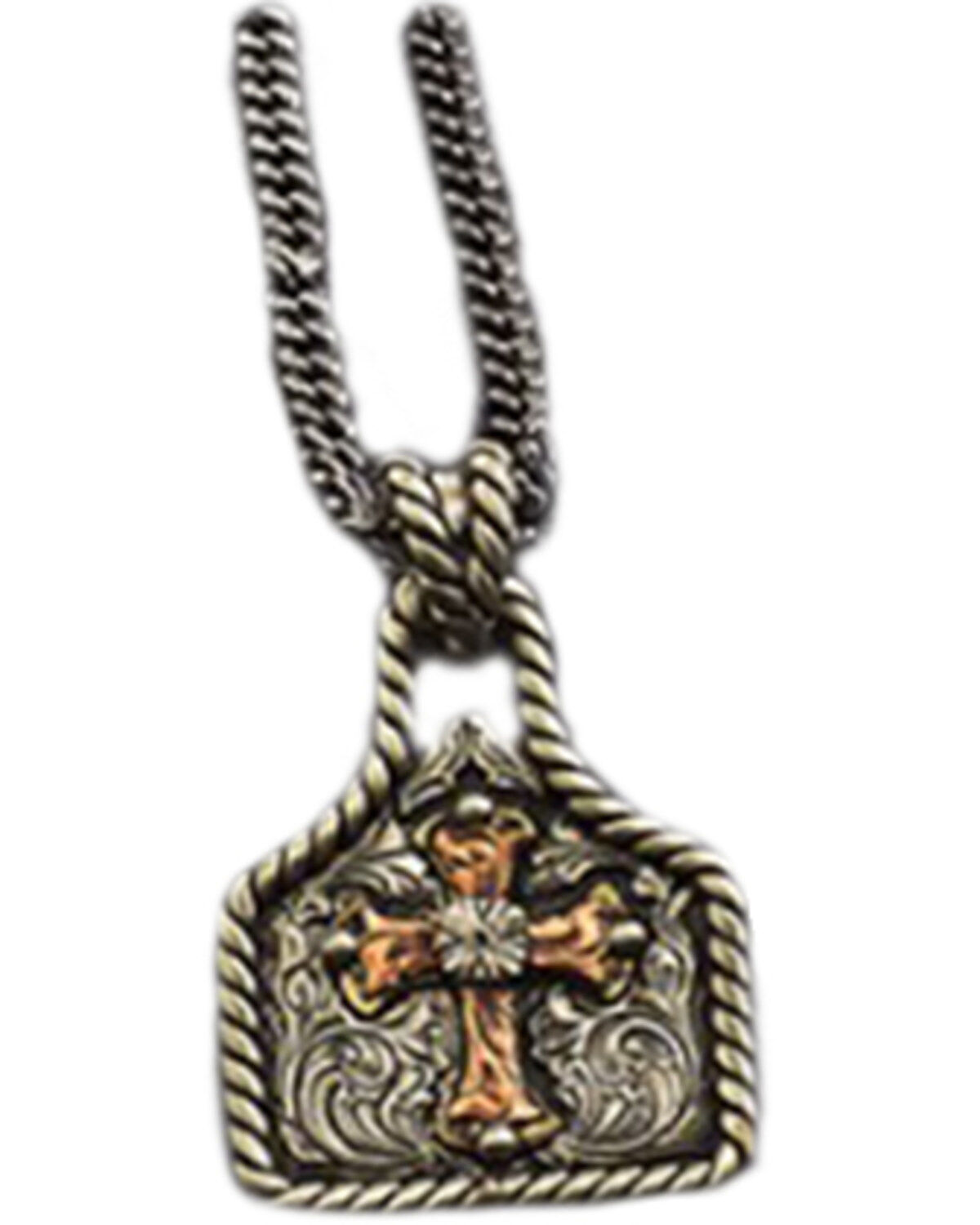 Image #1 - Twister Men's Cross Tag Necklace, Silver, hi-res