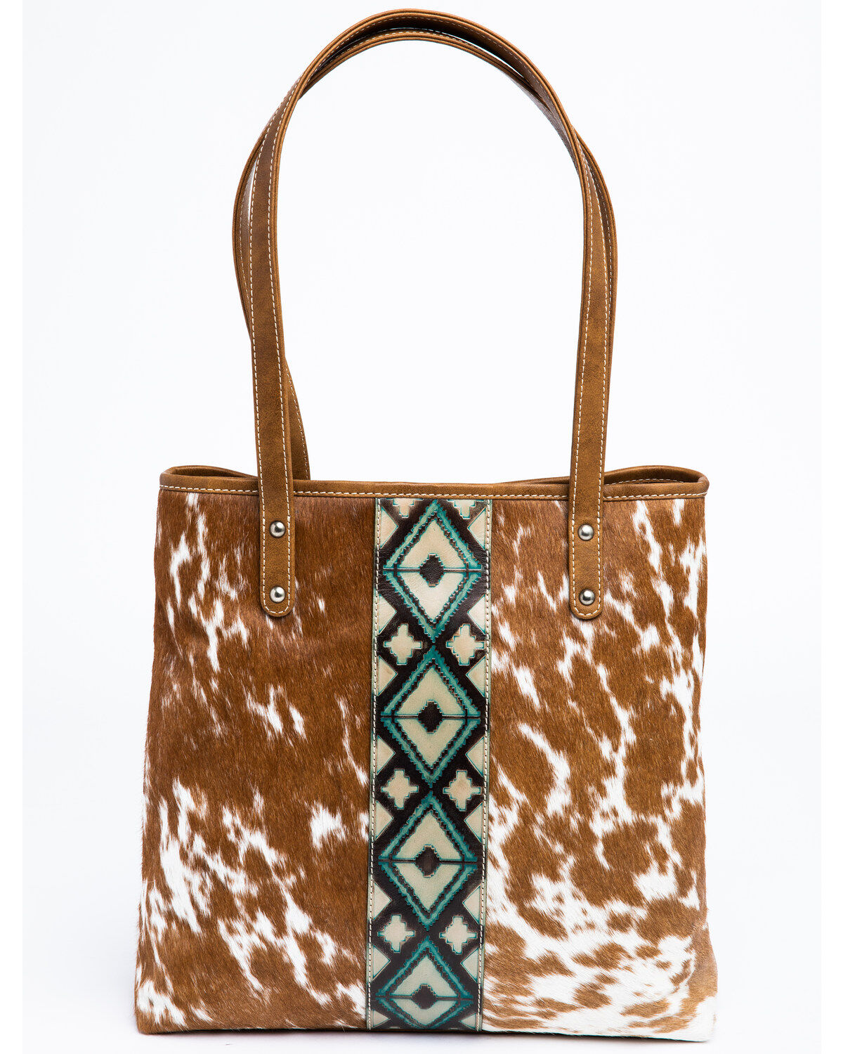 Image #3 - Shyanne Women's Bryndle Aztec Panel Leather Tote Bag, Tan, hi-res