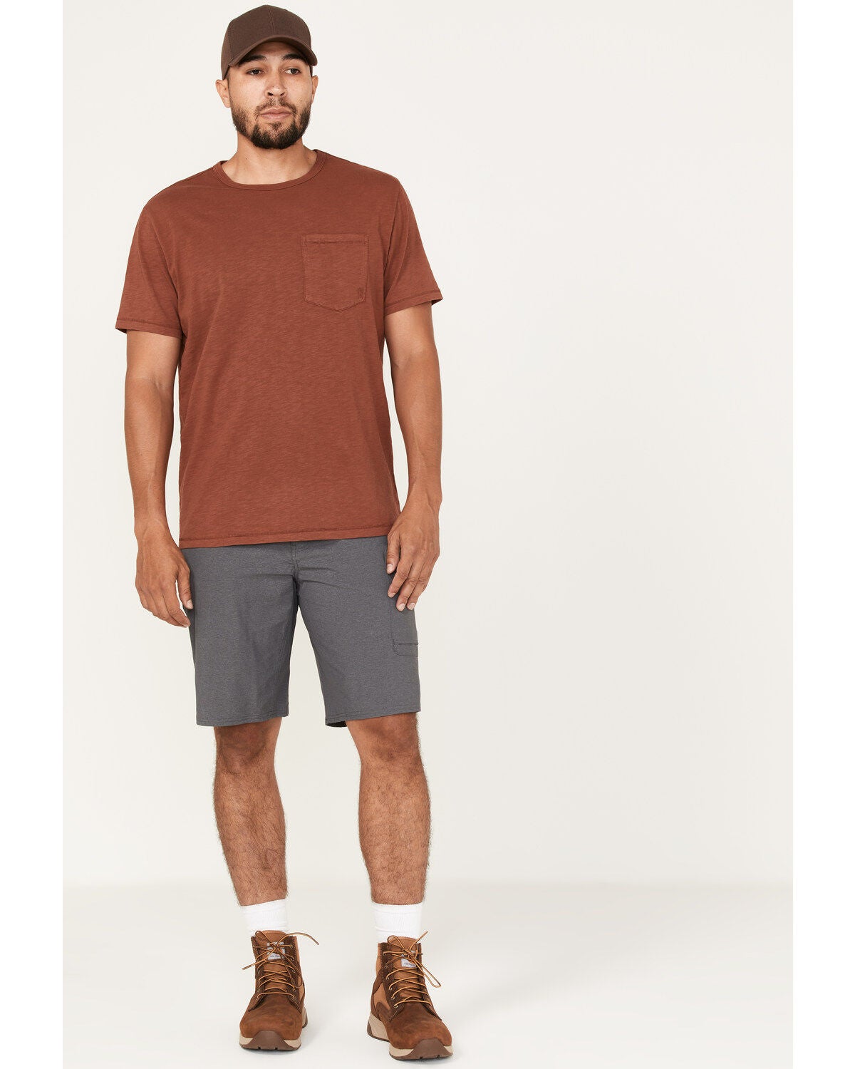 Brothers and Sons Men's Stretch Ripstop Charcoal Slim Straight Cargo Shorts, Charcoal, hi-res