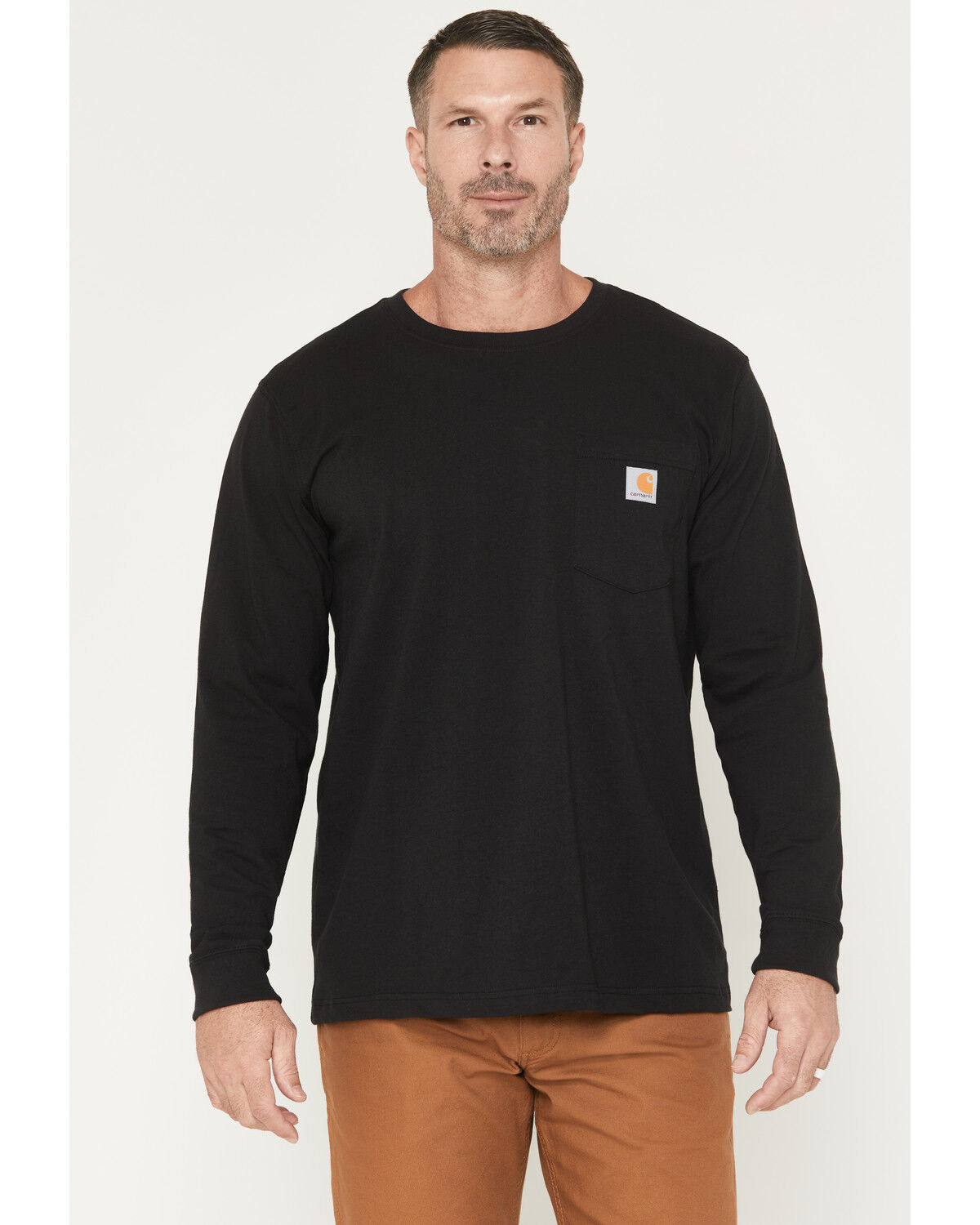 Image #2 - Carhartt Men's Relaxed Fit Heavyweight Long Sleeve Pocket Graphic Work Shirt, Black, hi-res
