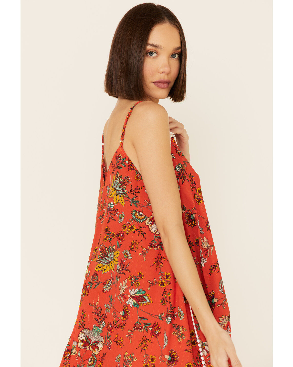 Image #3 - Molly Bracken Women's Floral Print Hanky Mini Dress, Red, hi-res