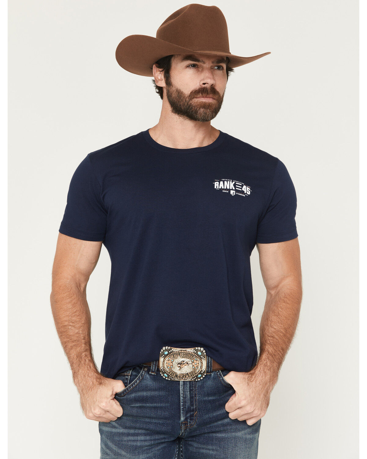 Image #2 - RANK 45® Men's Forged Logo Short Sleeve Graphic T-Shirt, Navy, hi-res