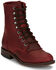 Image #1 - Justin Women's McKean Lace-Up Boots - Round Toe, Red, hi-res