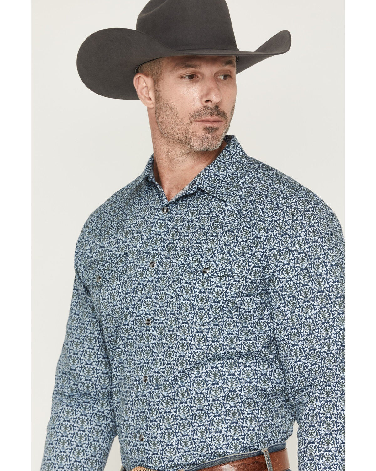 Image #2 - Gibson Trading Co Men's Evanscille Medallion Print Long Sleeve Snap Western Shirt, Navy, hi-res