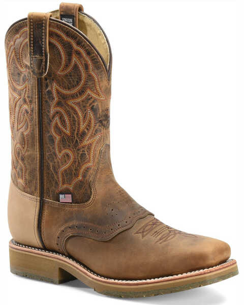 Double-H Men's Steel Square Toe Western Boots, Bark, hi-res