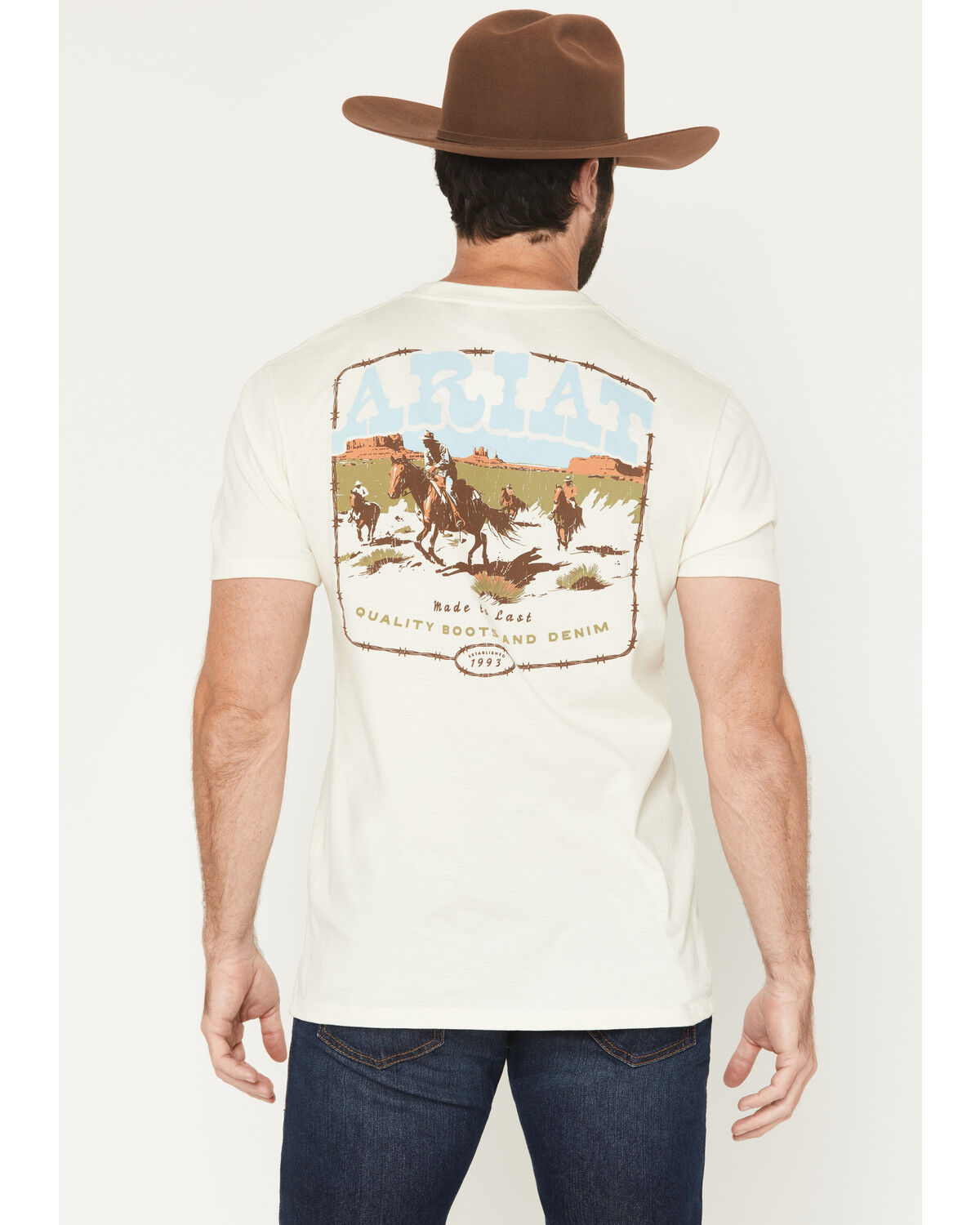 Image #1 - Ariat Men's Pulp Western Short Sleeve Graphic T-Shirt, Cream, hi-res