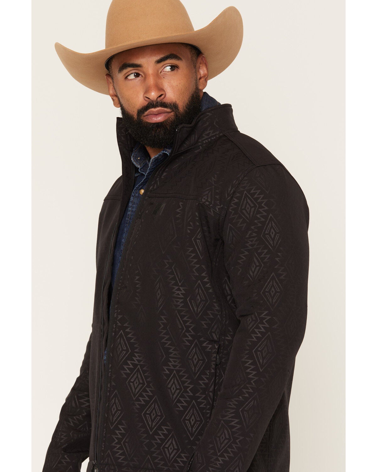 Image #2 - RANK 45&reg; Men's Buck Southwestern Print Softshell Jacket, Black, hi-res