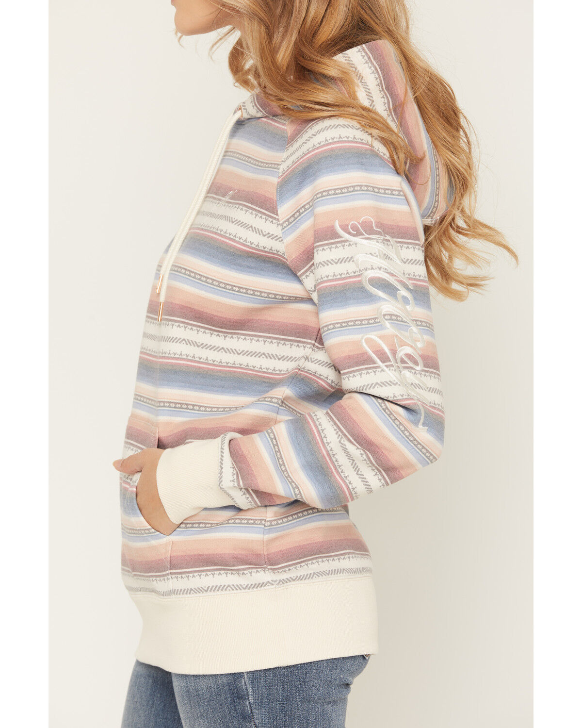 Image #3 - Hooey Women's Serape Striped Print Hoodie, Tan, hi-res