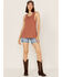 Cleo + Wolf Women's Crossover Back Tank Top, Brown, hi-res