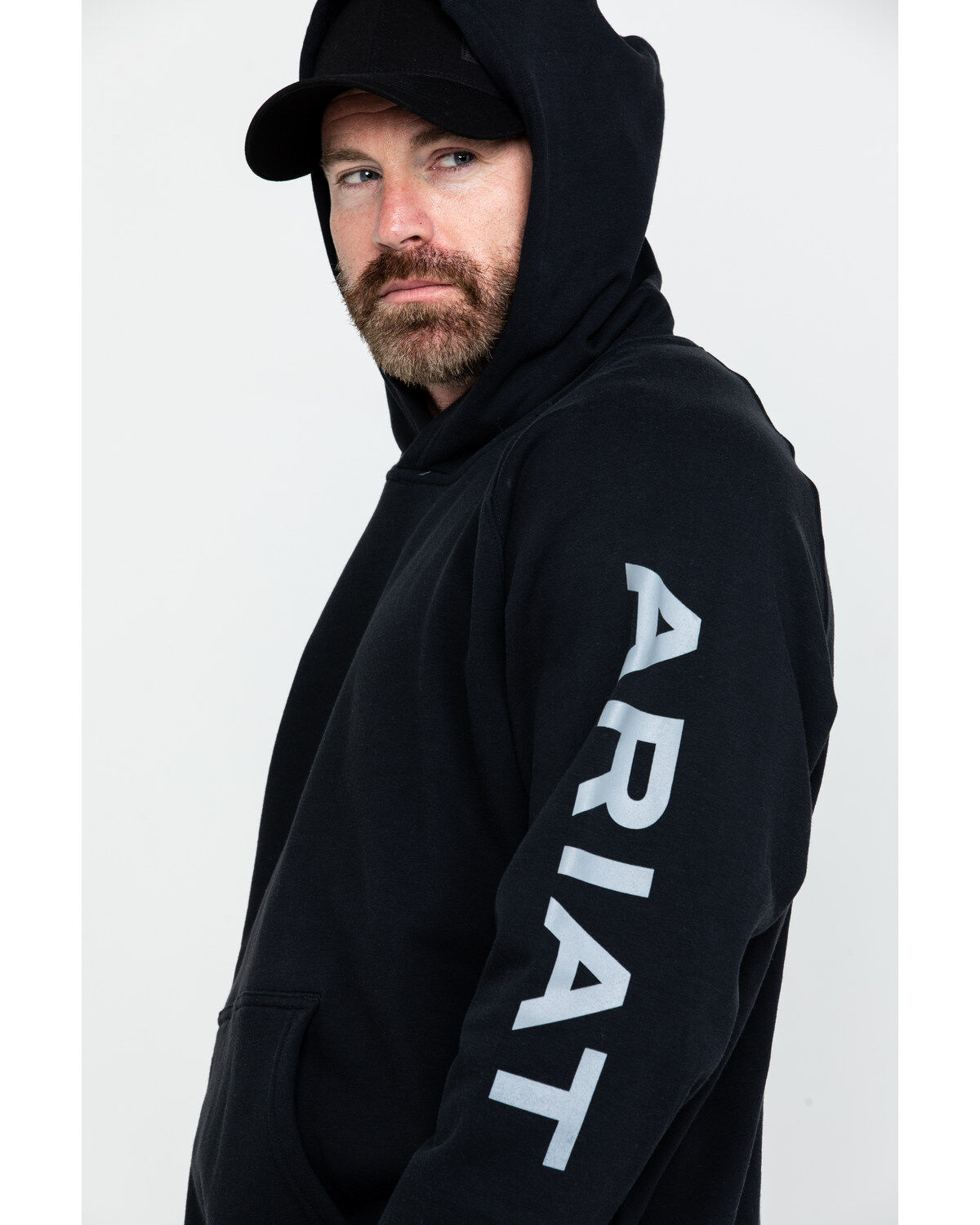 Image #3 - Ariat Men's FR Primo Fleece Logo Hooded Work Sweatshirt, , hi-res
