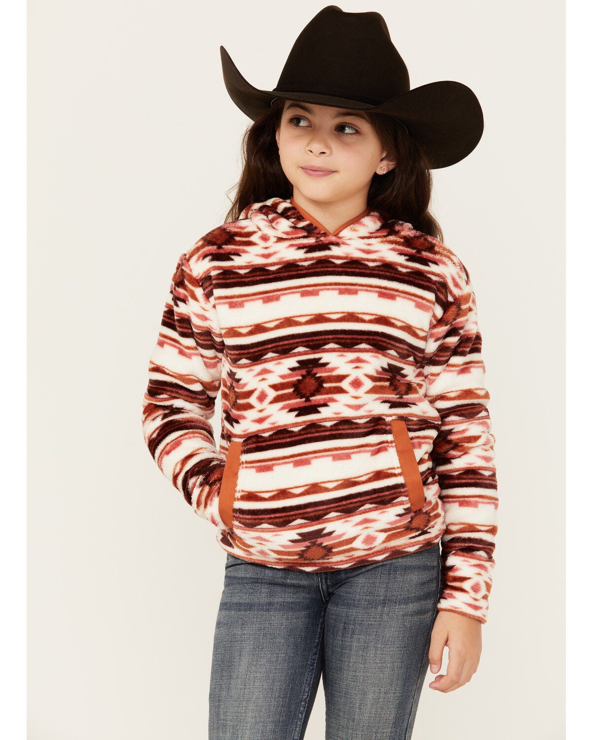 Image #1 - Shyanne Girls' Bailey Po Southwestern Print Polar Fleece Hoodie, , hi-res