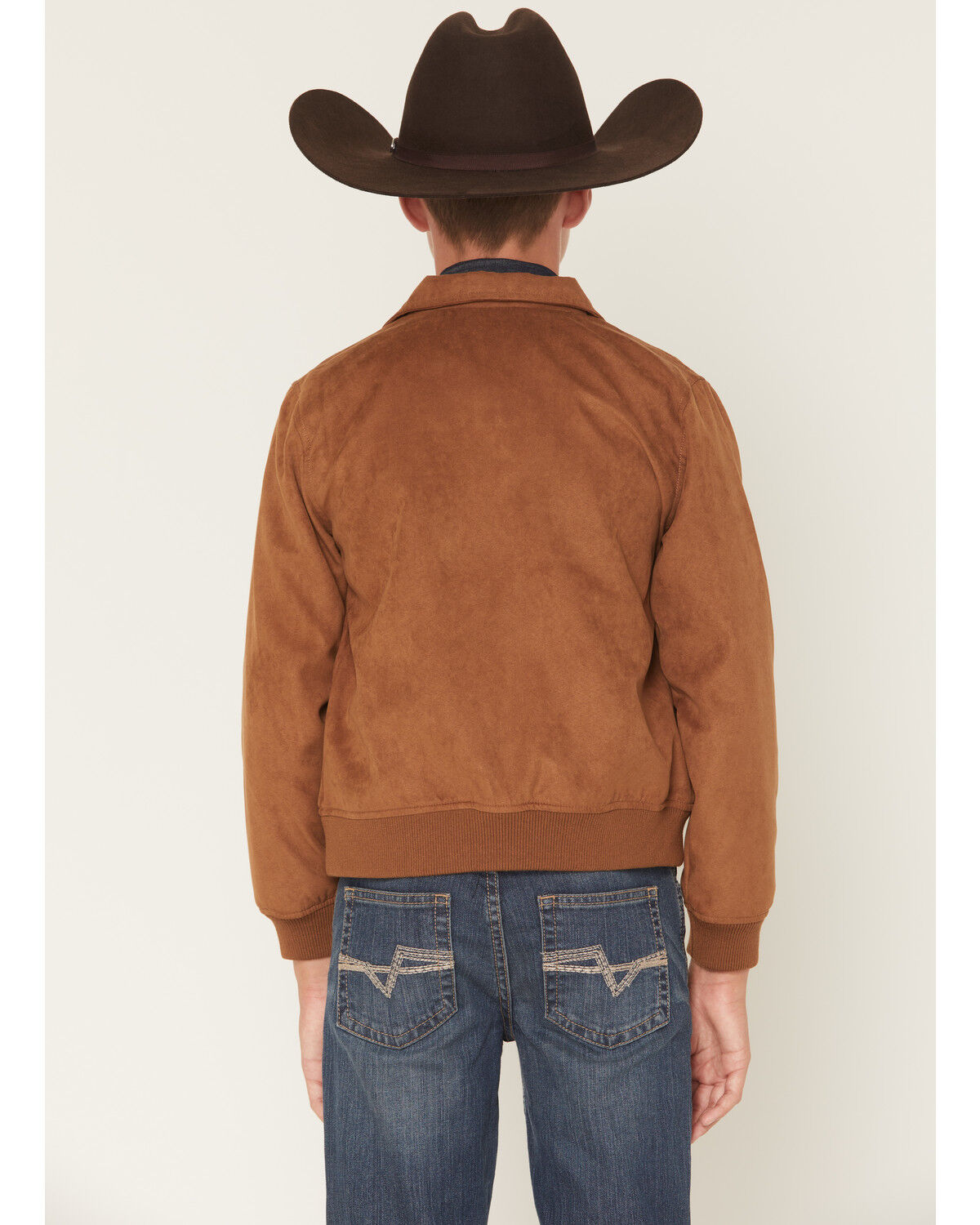 Image #4 - Cody James Boys' Harrington Faux Suede Bomber Jacket, Lt Brown, hi-res