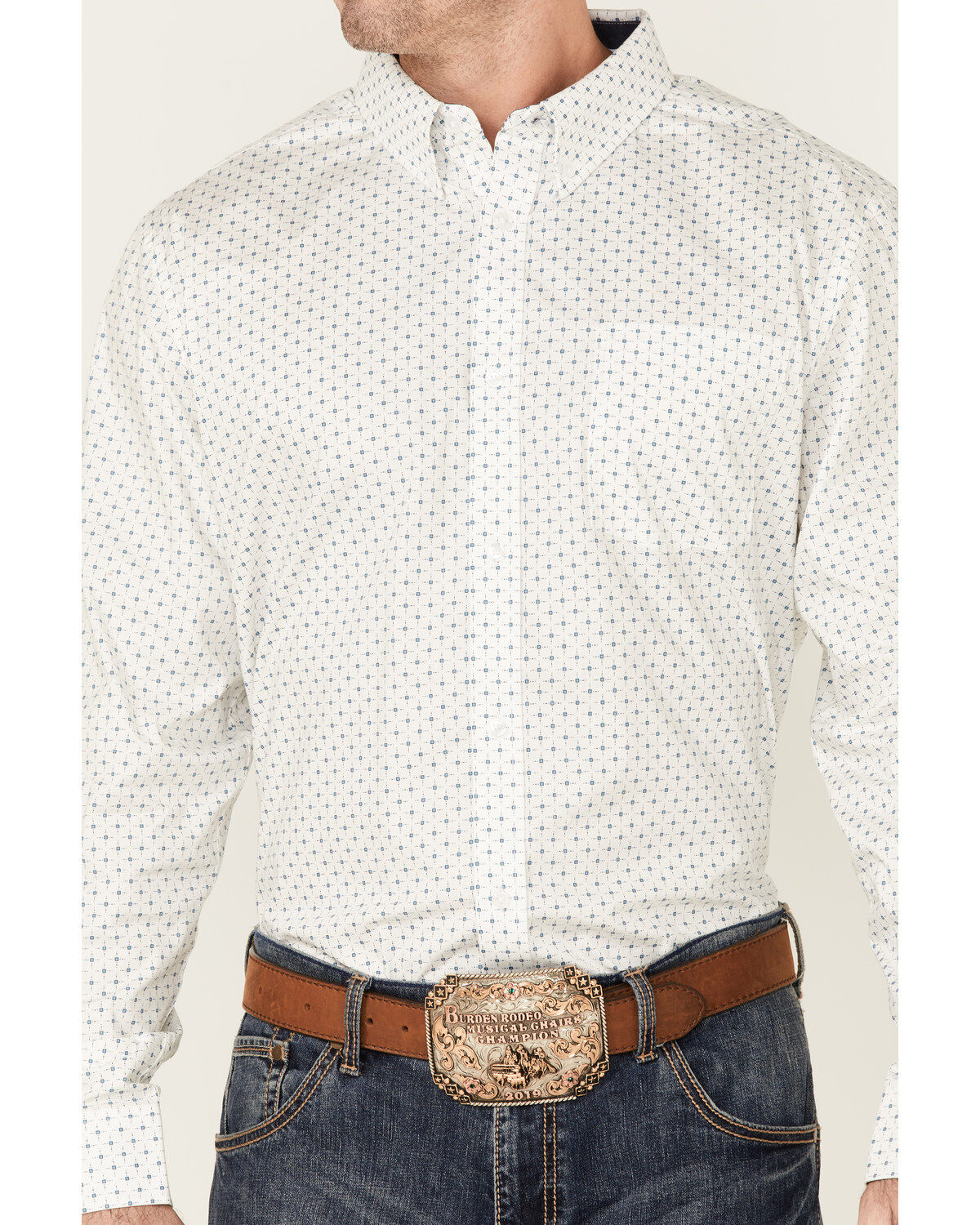 Image #3 - Cody James Core Men's Old Soul Mini Geo Print Long Sleeve Button-Down Western Shirt, White, hi-res