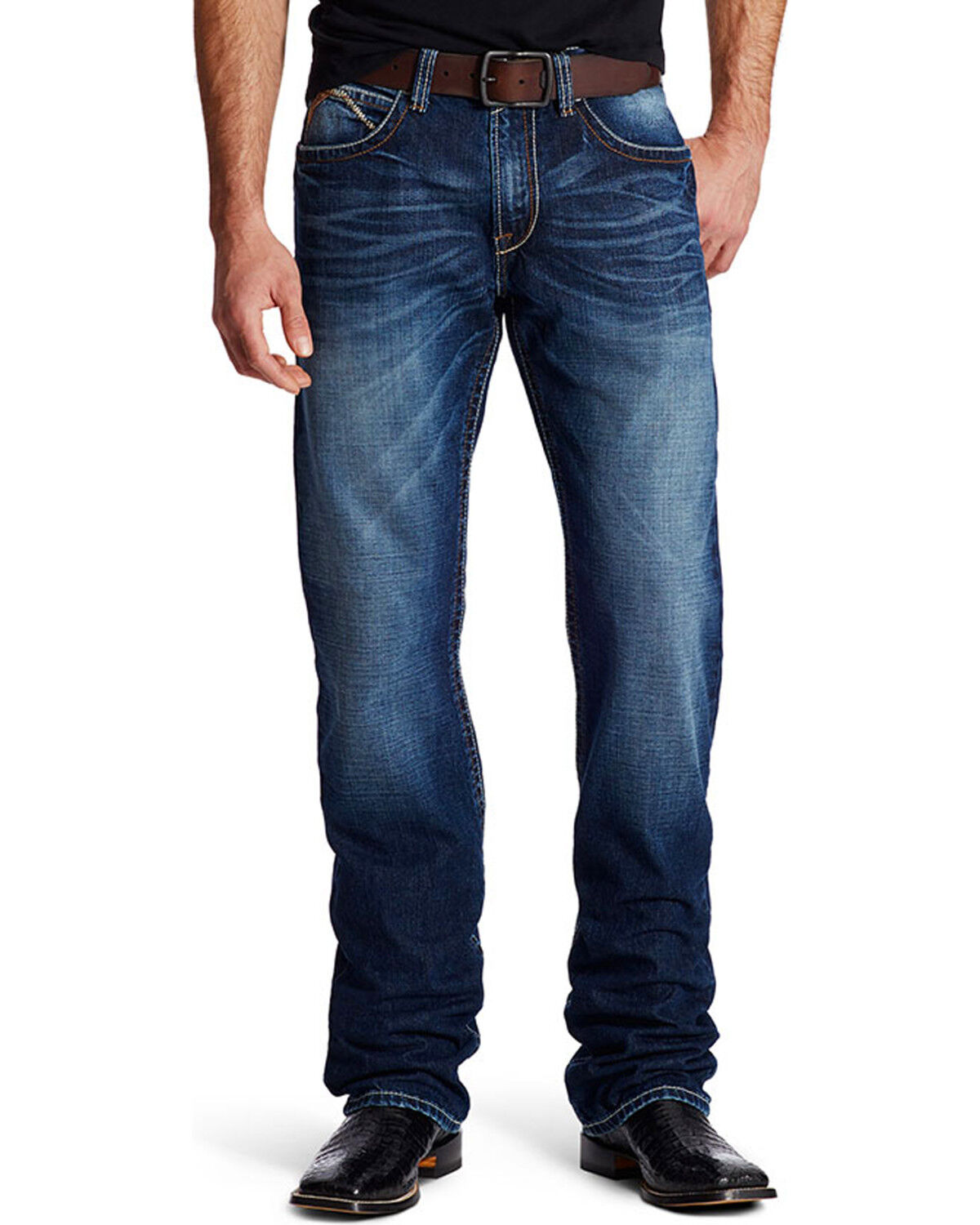 mens dark wash bootcut jeans