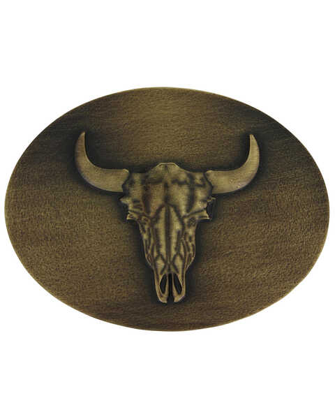 Image #1 - Montana Silversmiths Heritage Defined Buffalo Skull Attitude Buckle *BAD*, Bronze, hi-res