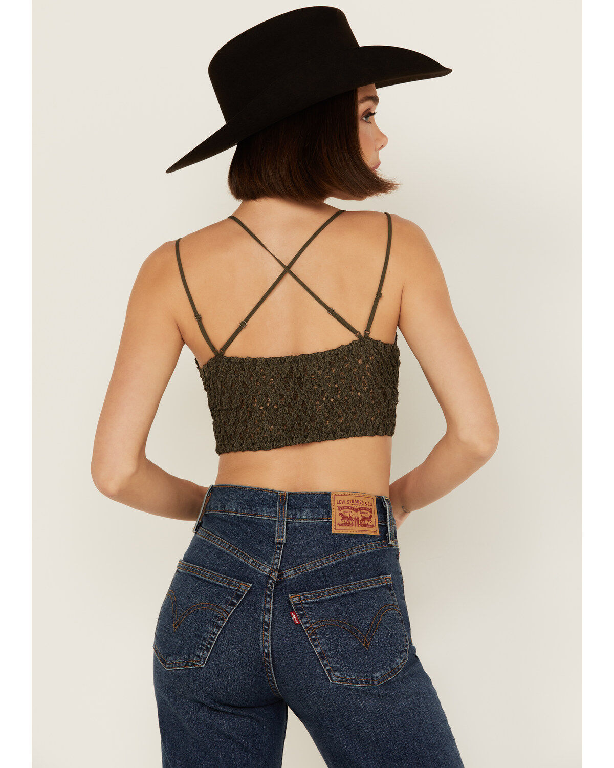 Image #4 - Wishlist Women's Strappy Lace Applique Scallop Lace Bralette, Olive, hi-res