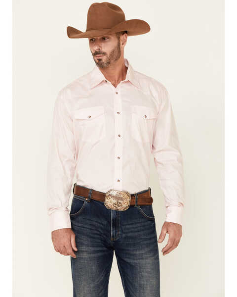 Image #1 - Roper Men's Amarillo Collection Solid Long Sleeve Western Shirt, Pink, hi-res