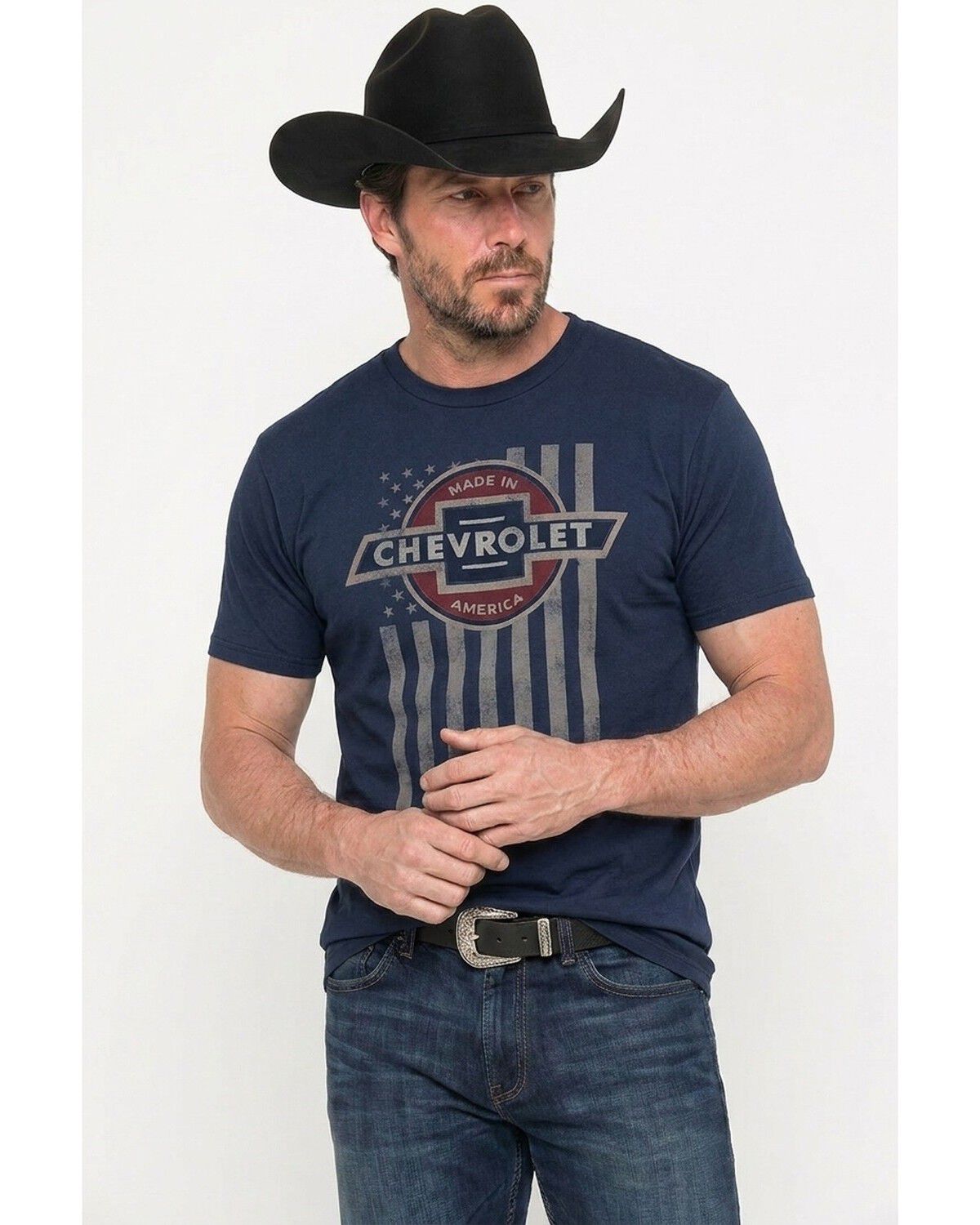 Image #1 - Americana Men's Chevy Made in America Short Sleeve Graphic T-Shirt, Navy, hi-res