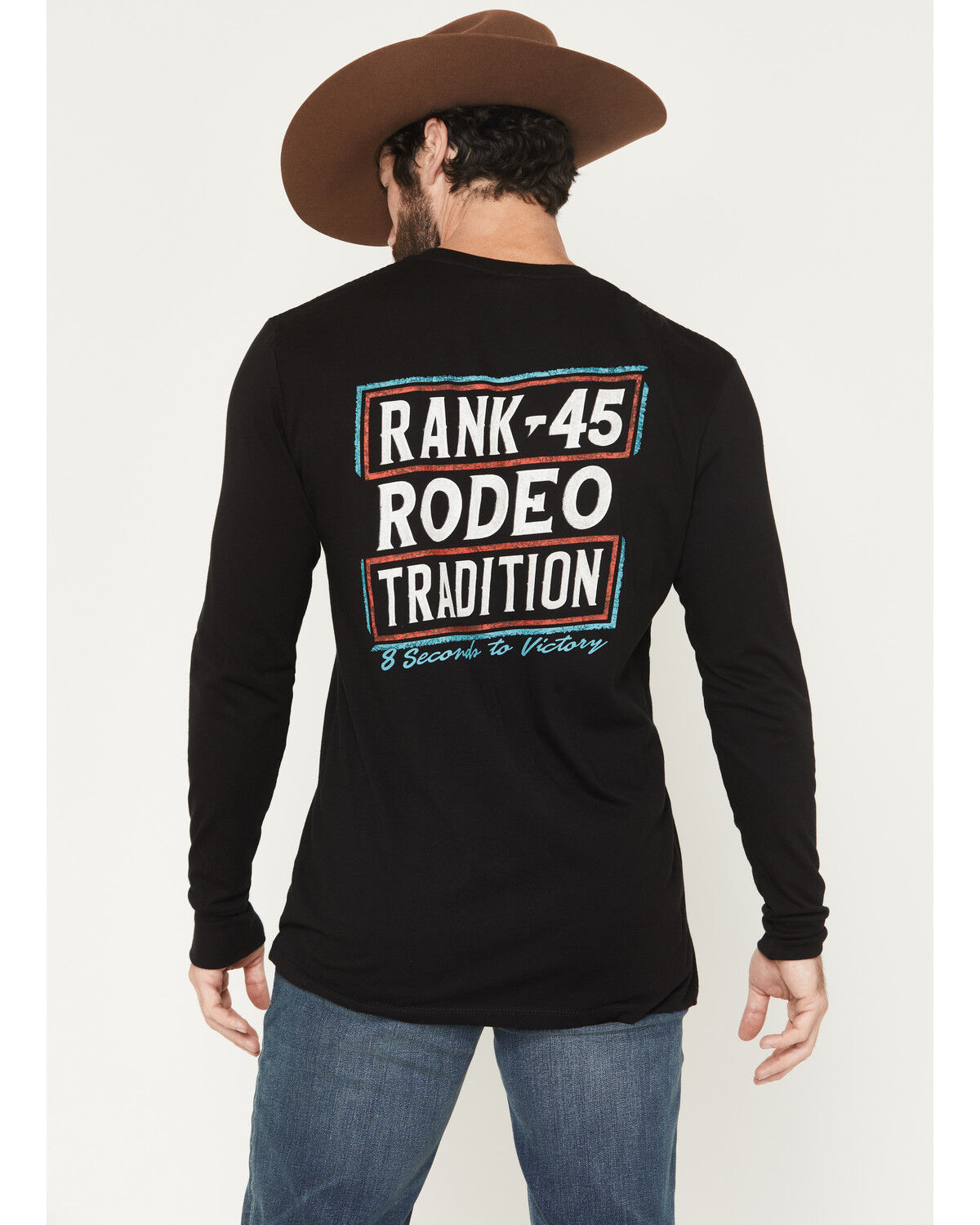 Image #1 - RANK 45® Men's Rodeo Tradition Long Sleeve Graphic T-Shirt, Black, hi-res