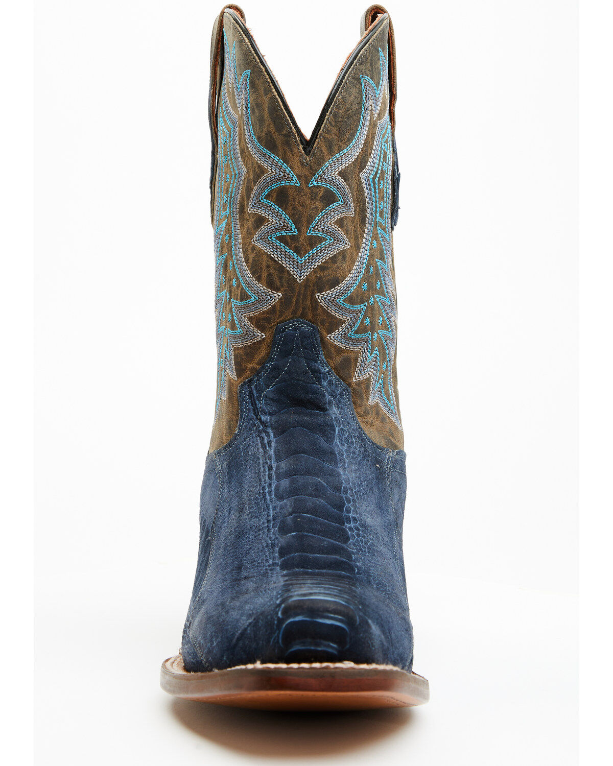 Image #4 - Dan Post Men's 11" Exotic Ostrich Leg Western Boots - Square Toe, Blue, hi-res
