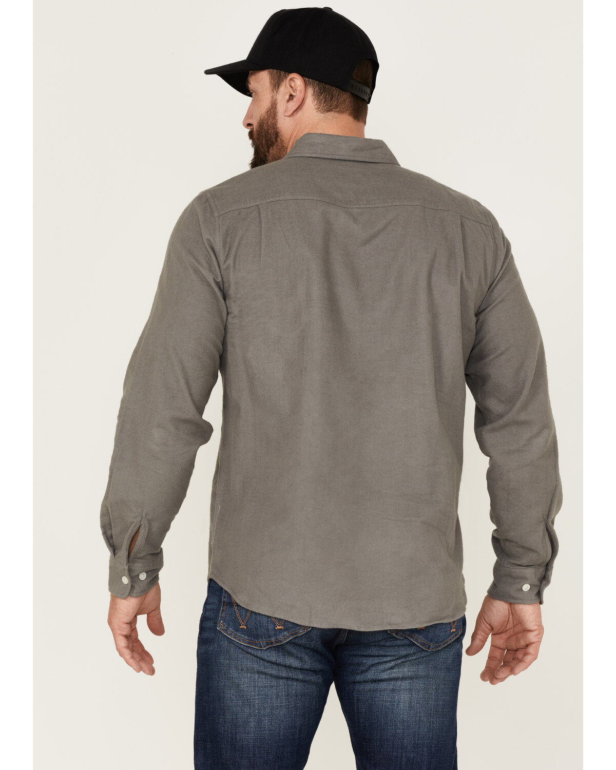 Image #4 - Brixton Men's Bowery Chamois Solid Long Sleeve Button-Down Western Shirt, Grey, hi-res