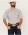 Image #1 - Cowboy Hardware Men's Fleur Printed Short Sleeve Pearl Snap Western Shirt, White, hi-res