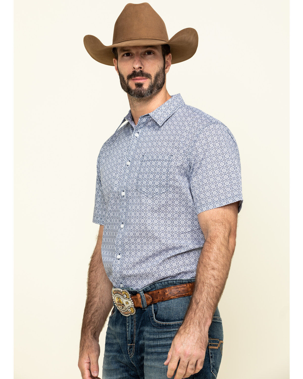 Image #3 - Gibson Men's Kinfolk Geo Print Short Sleeve Western Shirt , , hi-res