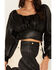 Image #3 - Beyond The Radar Women's Faux Leather Tie Back Crop Top, Black, hi-res