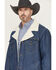 Image #2 - Wrangler Men's Sherpa Lined Denim Coat, Dark Medium Wash, hi-res