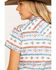 Rough Stock by Panhandle Women's White Serape Stripe Snap Short Sleeve Western Shirt, White, hi-res