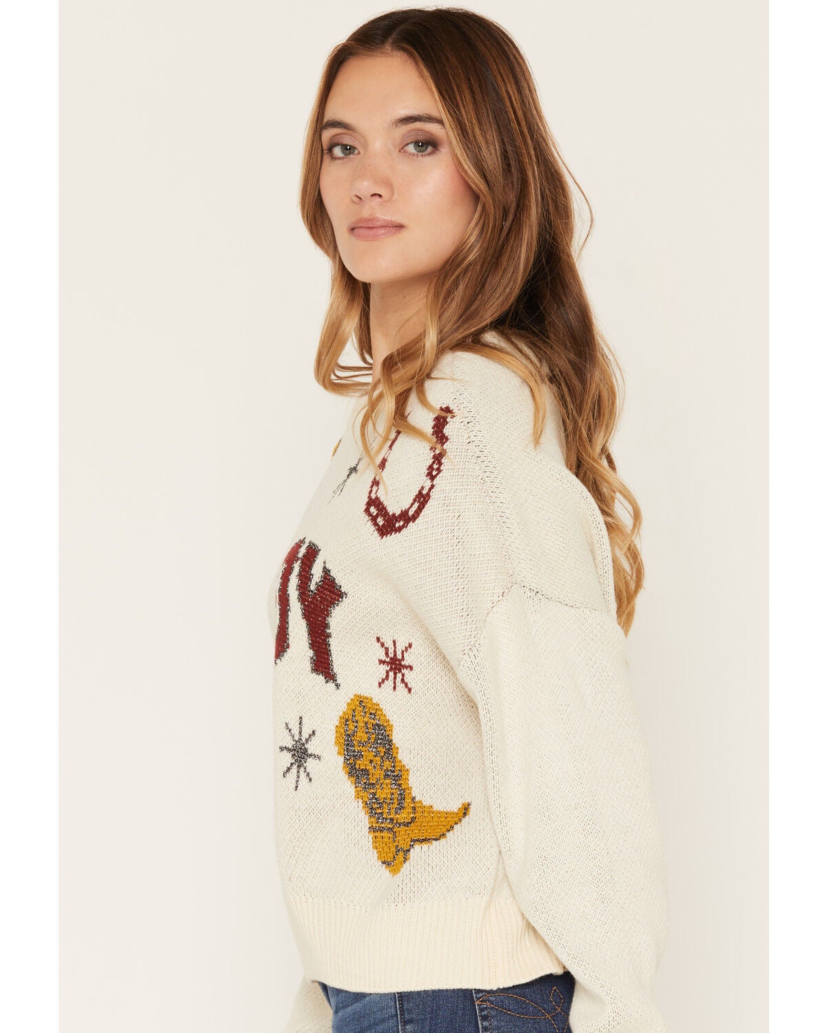 Image #2 - Rock & Roll Denim Women's Howdy Sweater, Natural, hi-res