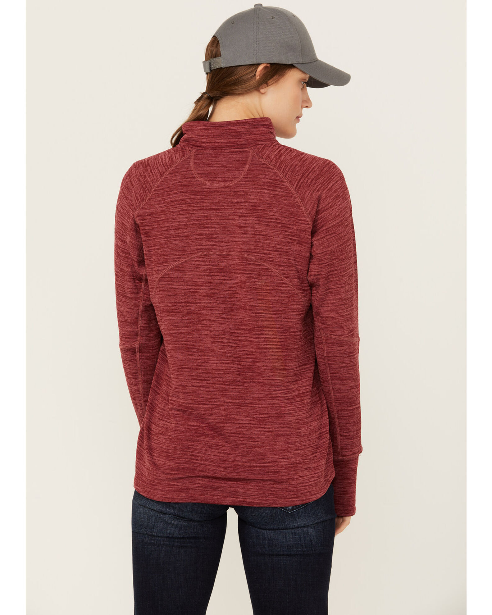 Image #4 - Ariat Women's Rebar Gridwork Baselayer 1/4 Zip T-Shirt, Red, hi-res