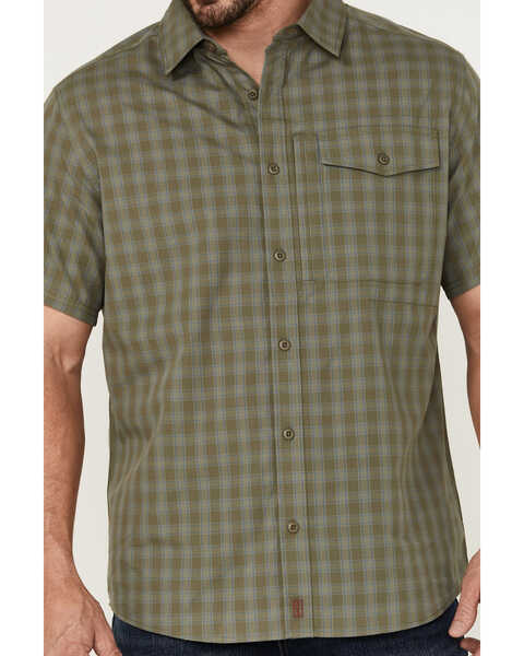 Brothers & Sons Men's Sage Plaid Performance Short Sleeve Button-Down Western Shirt, Sage, hi-res