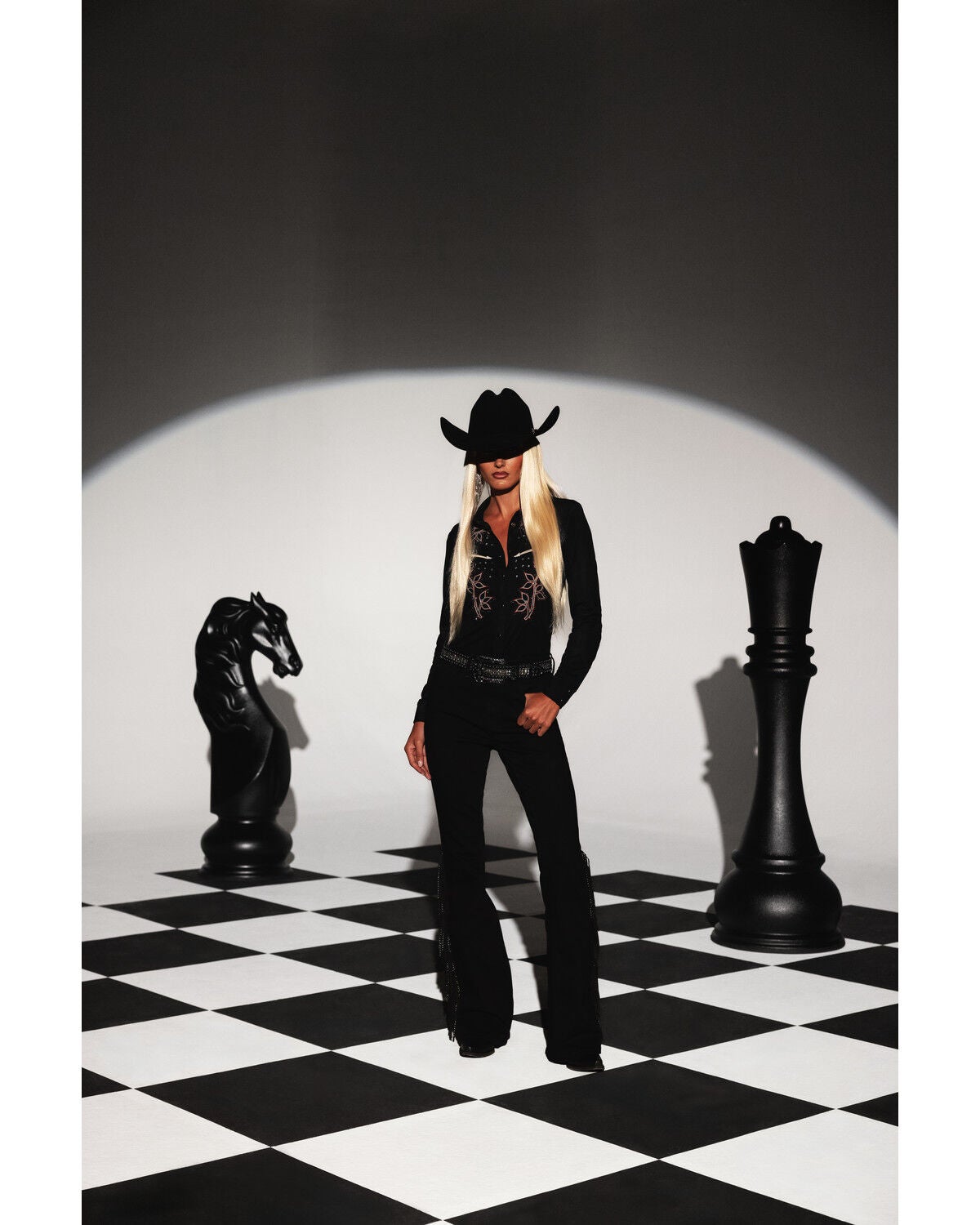 Idyllwind Women's Embroidered Faux Suede Long Sleeve Snap Western Shirt, Black, hi-res