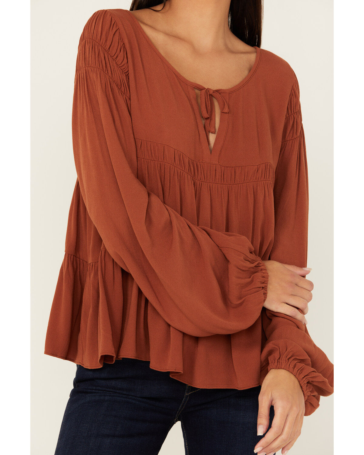 Image #3 - Cleo + Wolf Women's Tiered Flowy Tie Front Blouse, , hi-res