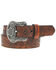 Image #1 - Hooey Women's Original Embossed Floral Filigree Western Belt, Brown, hi-res