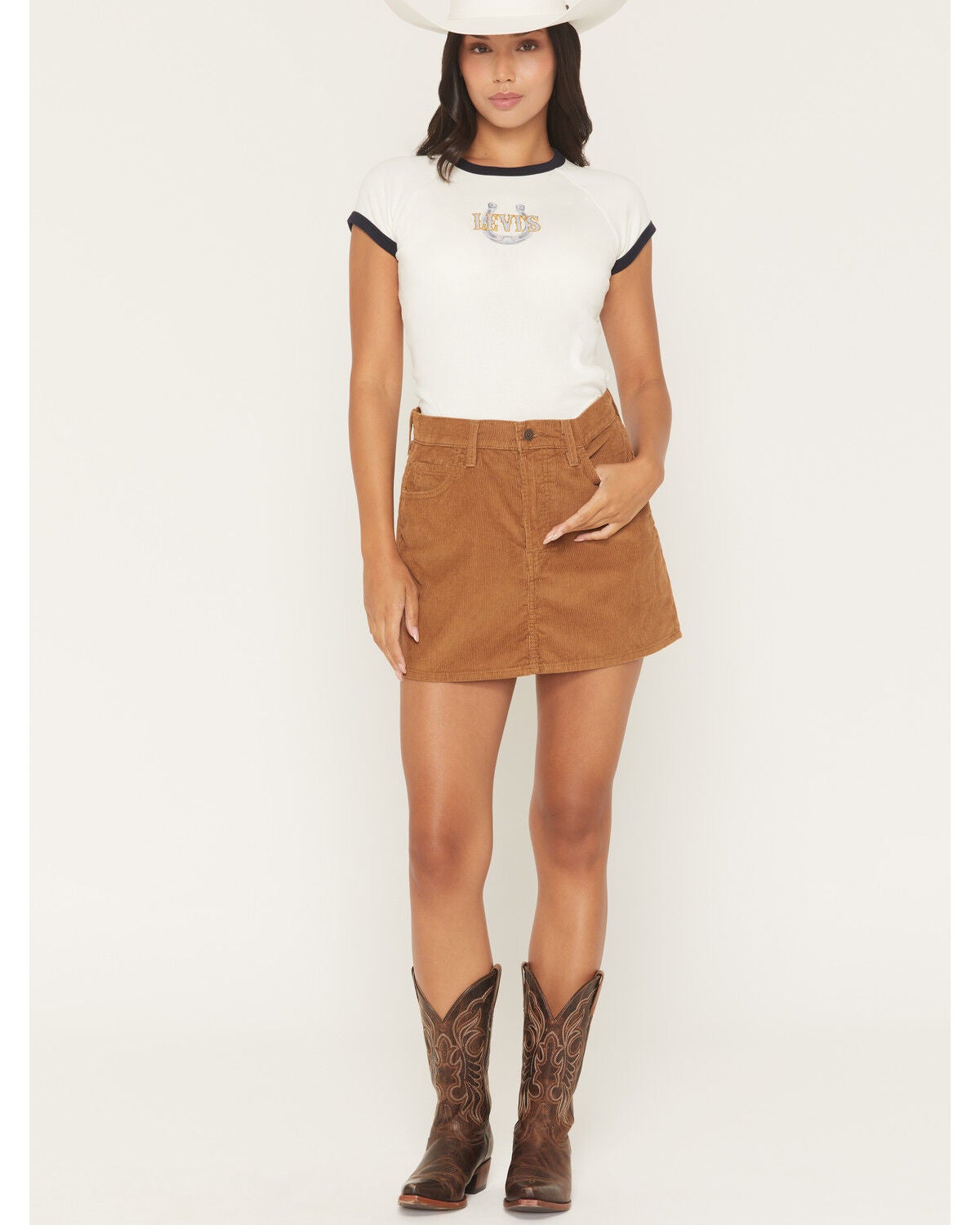 Levi's Women's Icon Corduroy Mini Skirt, Tan, hi-res