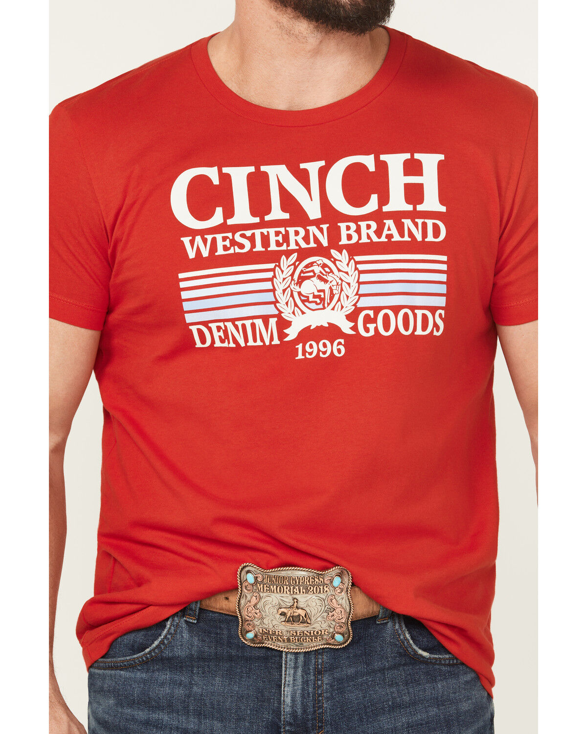 Image #3 - Cinch Men's Logo Short Sleeve Graphic T-Shirt, Red, hi-res