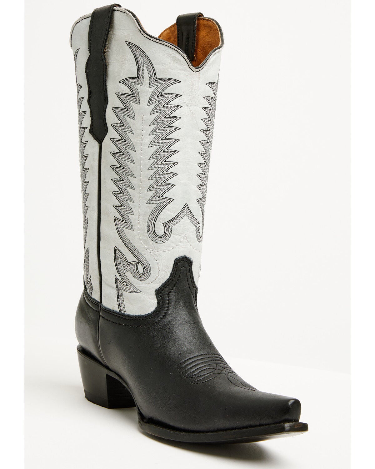 Image #1 - Circle G Women's Embroidered Triad Western Boots - Snip Toe, Black/white, hi-res