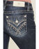 Image #2 - Miss Me Women's Dark Wash Mid Rise 32" Bootcut Stretch Denim Jeans, Dark Wash, hi-res