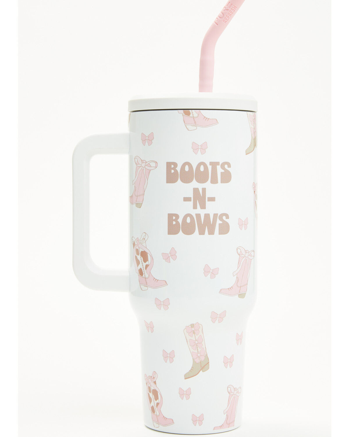 Image #1 - Boot Barn 40oz Boots in Bows Tumbler with Straw, Multi, hi-res