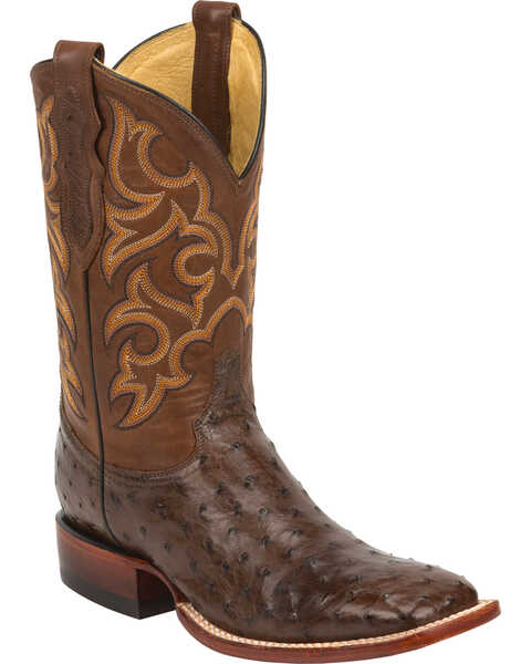 Justin Men's Full Quill Ostrich Western Boots, Tobacco, hi-res