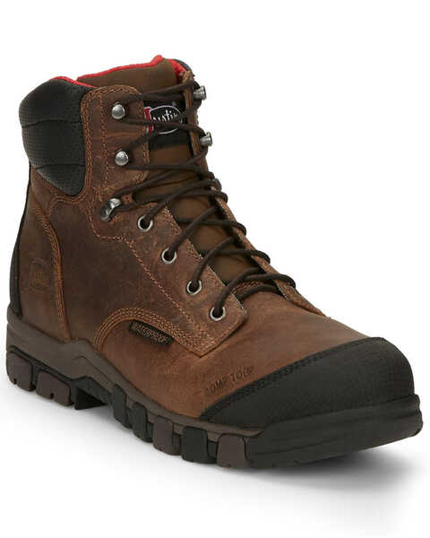 Justin Men's Bridger Waterproof Work Boots - Composite Toe, Brown, hi-res
